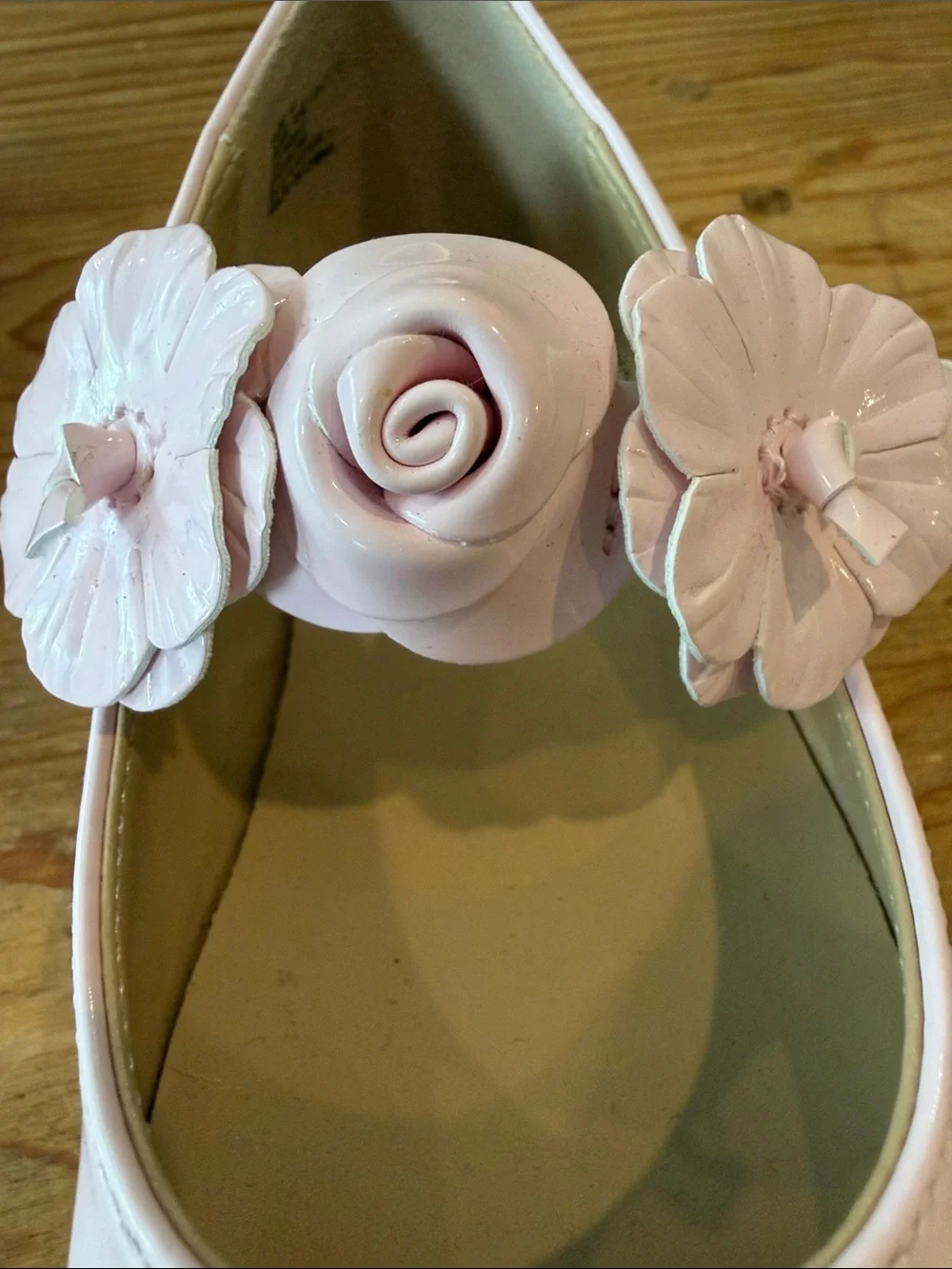 Janie and Jack Light Pink Patent Mary Janes with Flowers